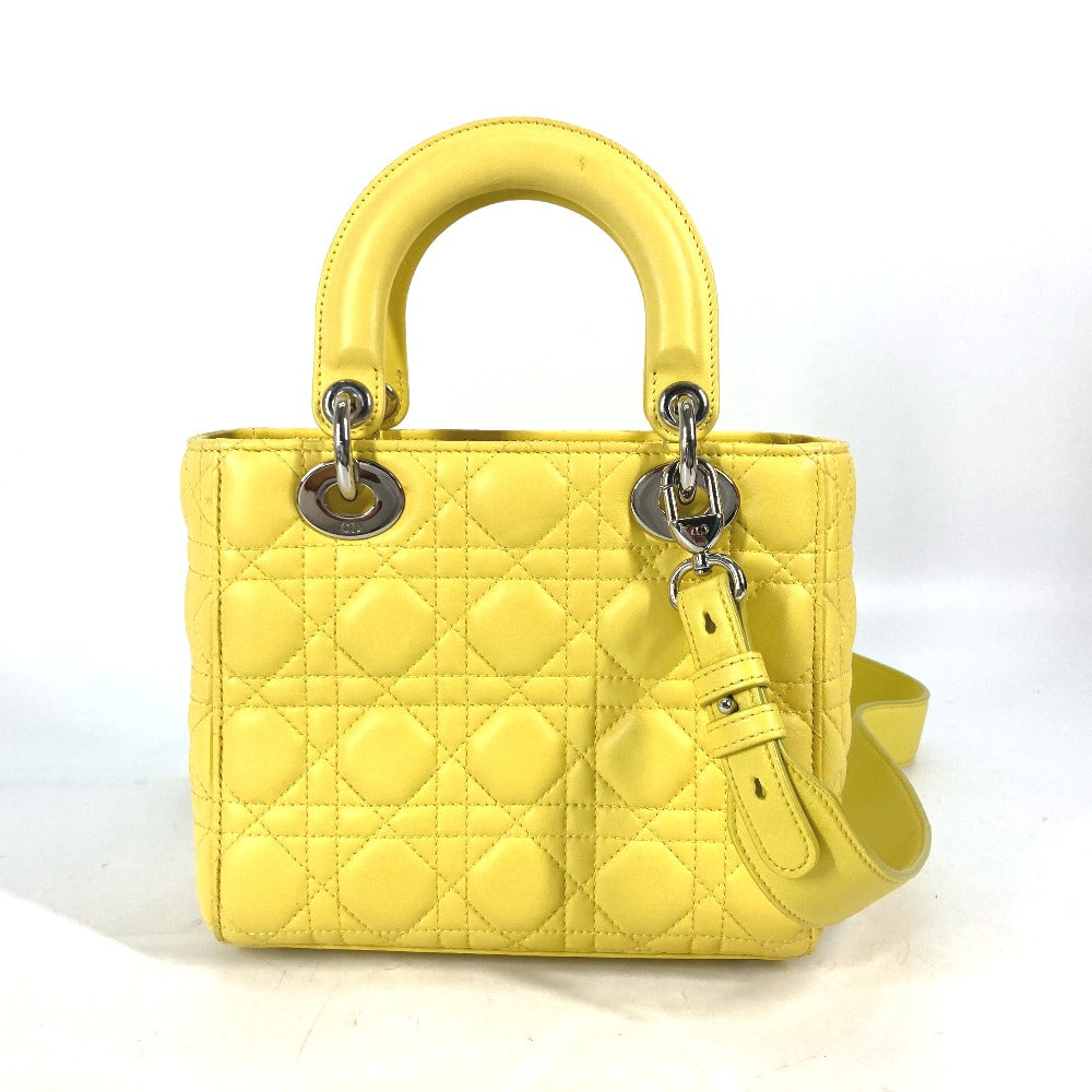 Dior Handbag M0532 Pcal Lambskin Yellow Lady Dior Ladydior My Abc Dior Women Used Authentic