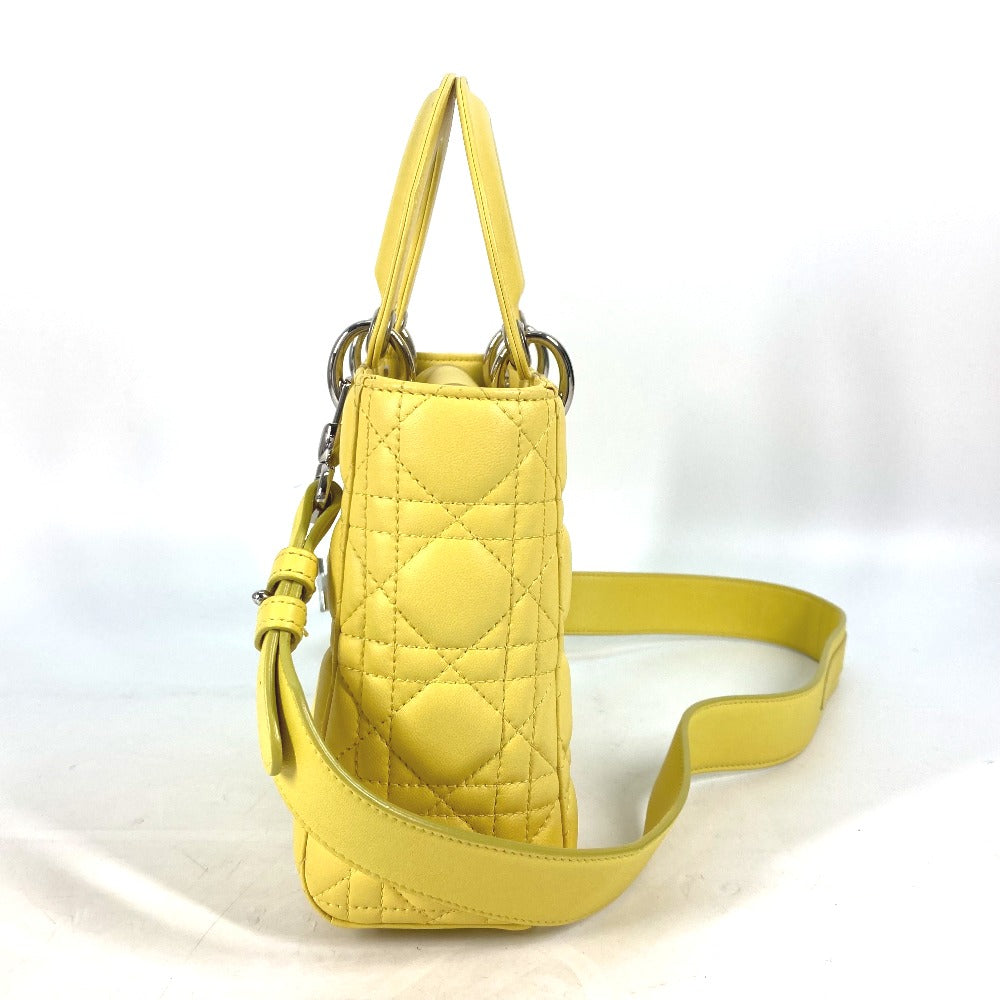 Dior Handbag M0532 Pcal Lambskin Yellow Lady Dior Ladydior My Abc Dior Women Used Authentic