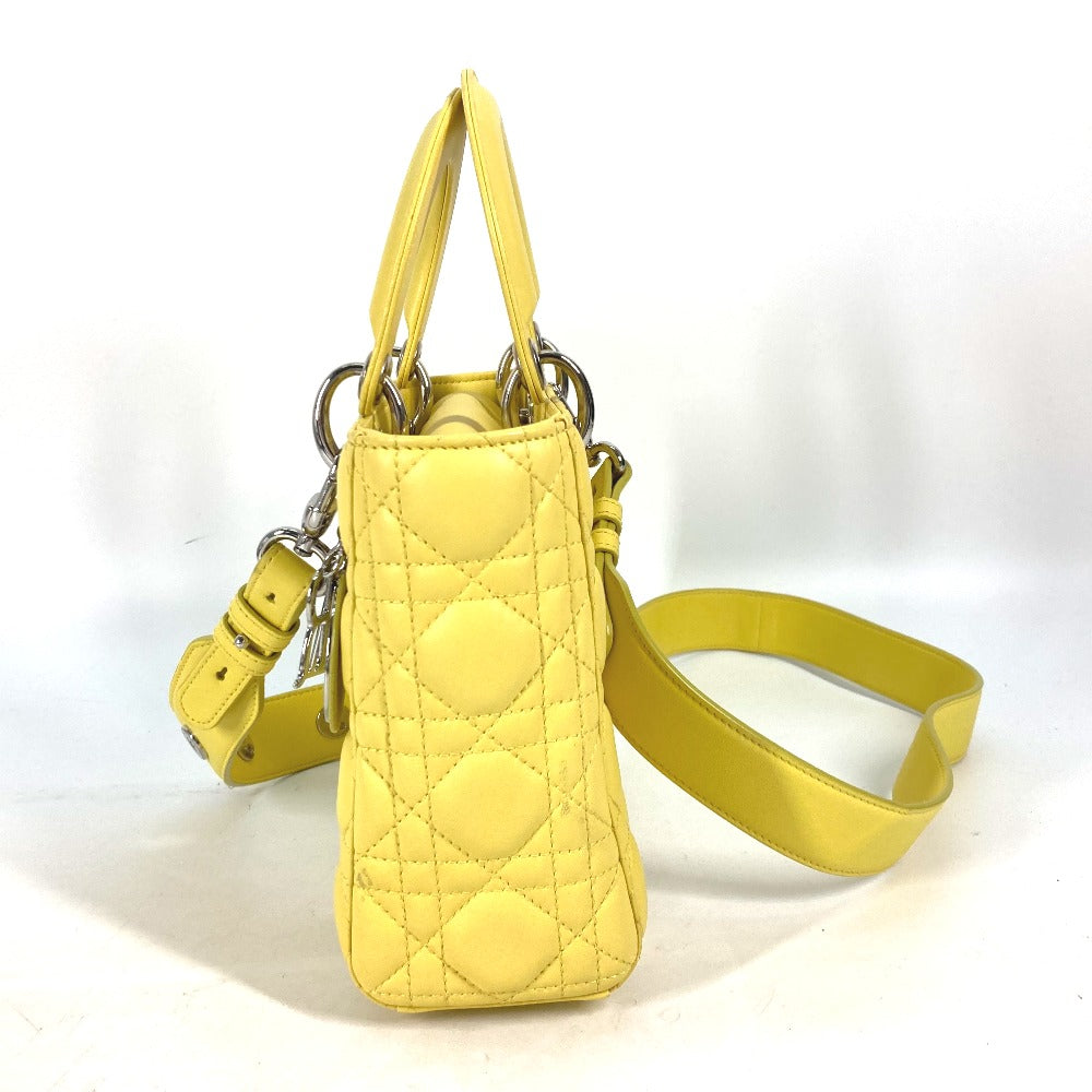 Dior Handbag M0532 Pcal Lambskin Yellow Lady Dior Ladydior My Abc Dior Women Used Authentic