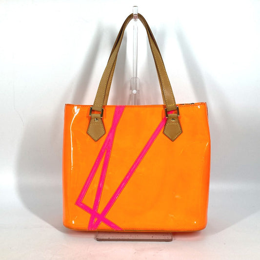 Louis Vuitton Shoulder Bag M91935 Monogram Vernis Canvas Orange Monogram Vernis Fluo Houston Women Used Authentic