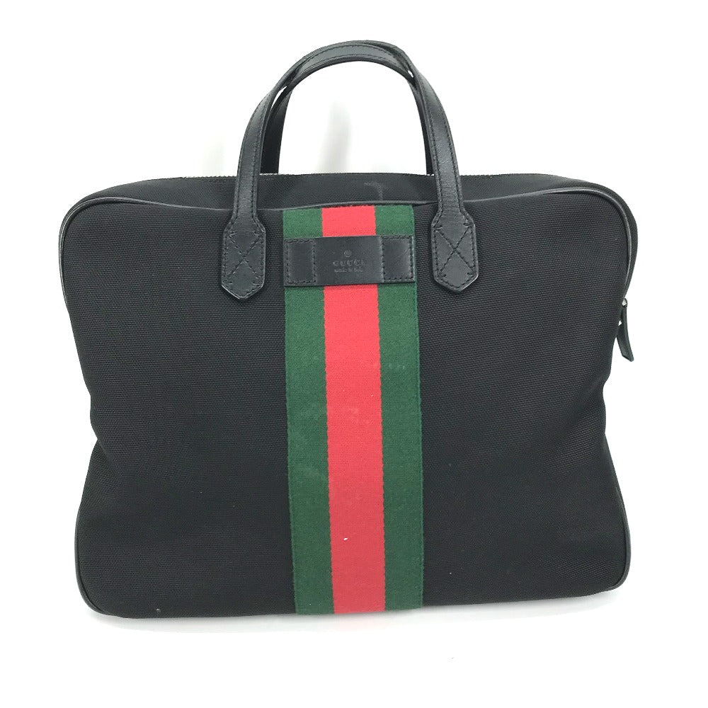 Gucci Tote Bag 630922 Leather / Canvas Black Sherry Line Business Bag Women Used Authentic