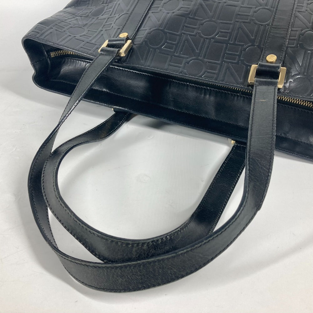 Celine Shoulder Bag Leather Black Total Logo Women Used Authentic