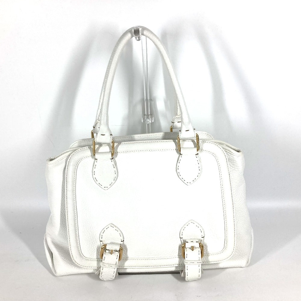 Fendi Shoulder Bag 8 Bn167 Roman Leather White Horse Selleria Logo Women Used Authentic