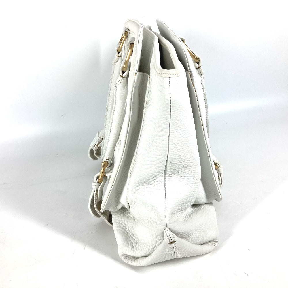 Fendi Shoulder Bag 8 Bn167 Roman Leather White Horse Selleria Logo Women Used Authentic