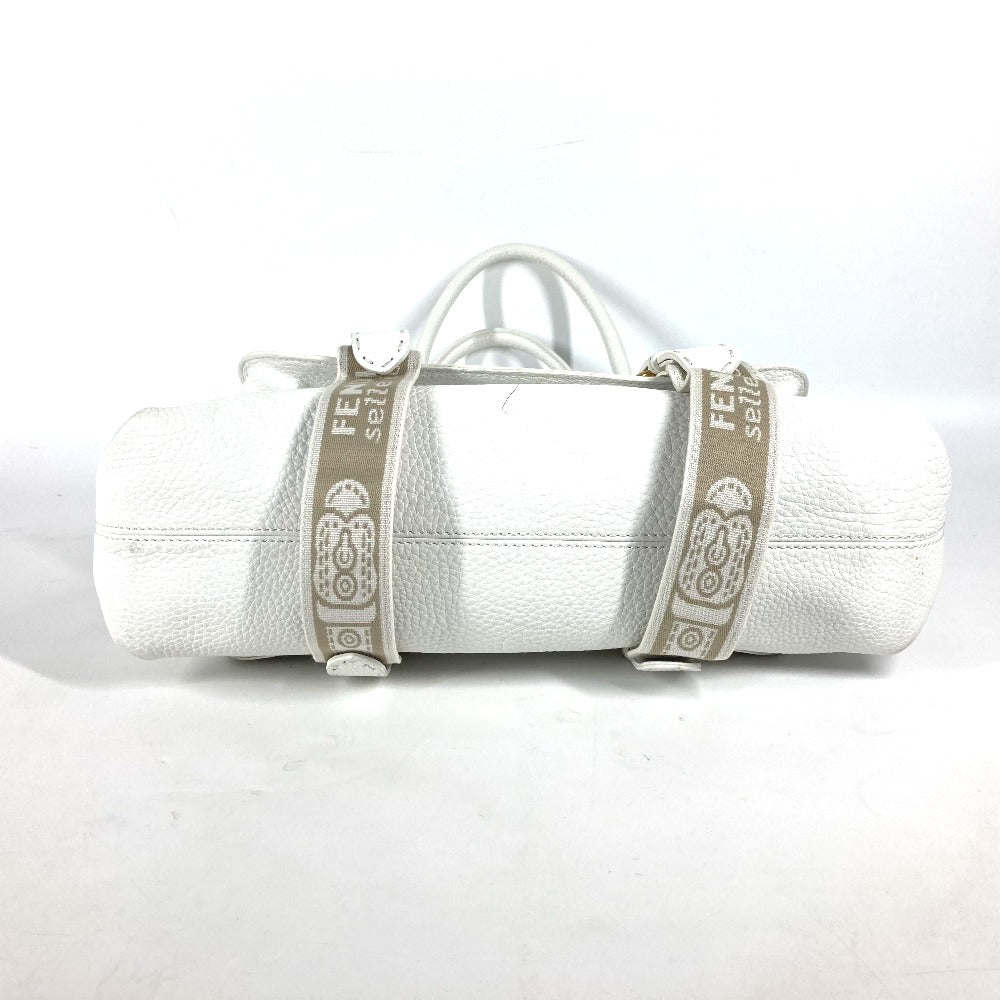 Fendi Shoulder Bag 8 Bn167 Roman Leather White Horse Selleria Logo Women Used Authentic