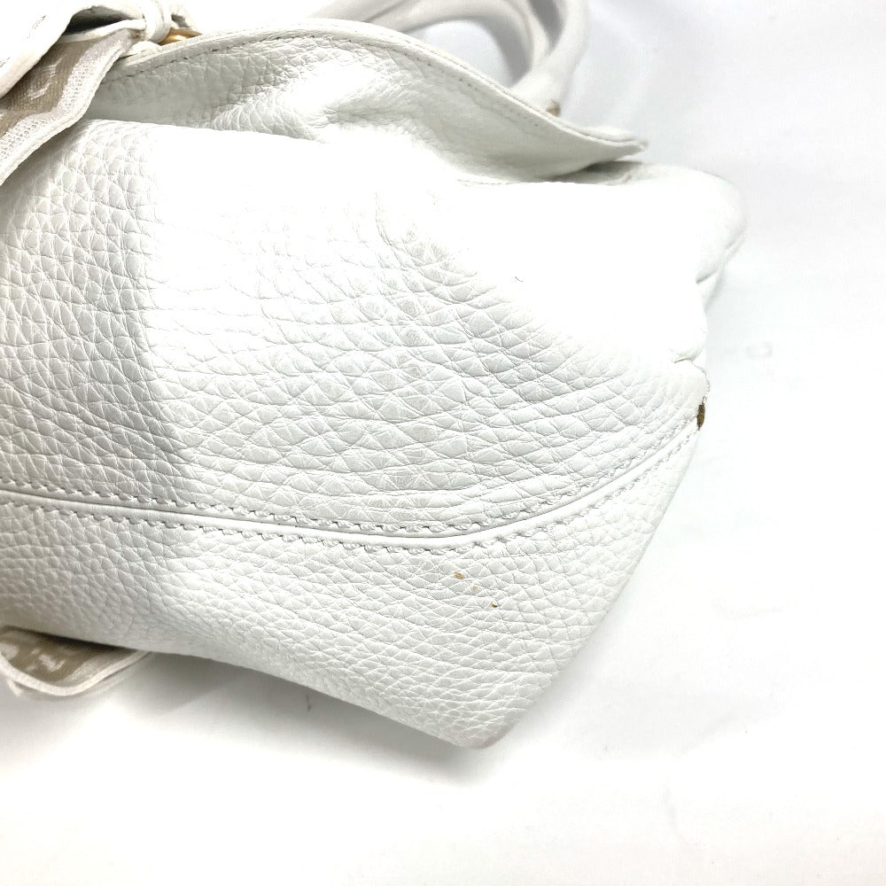 Fendi Shoulder Bag 8 Bn167 Roman Leather White Horse Selleria Logo Women Used Authentic