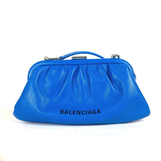 Balenciaga Clutch Bag 618895 Leather Blue Cloud Xs Logo Cloud Women Secondhand Authentic