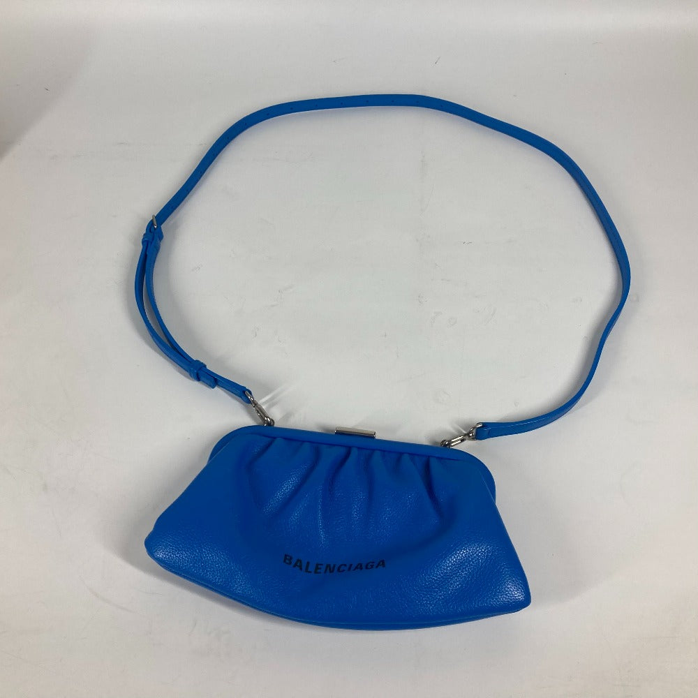 Balenciaga Clutch Bag 618895 Leather Blue Cloud Xs Logo Cloud Women Secondhand Authentic