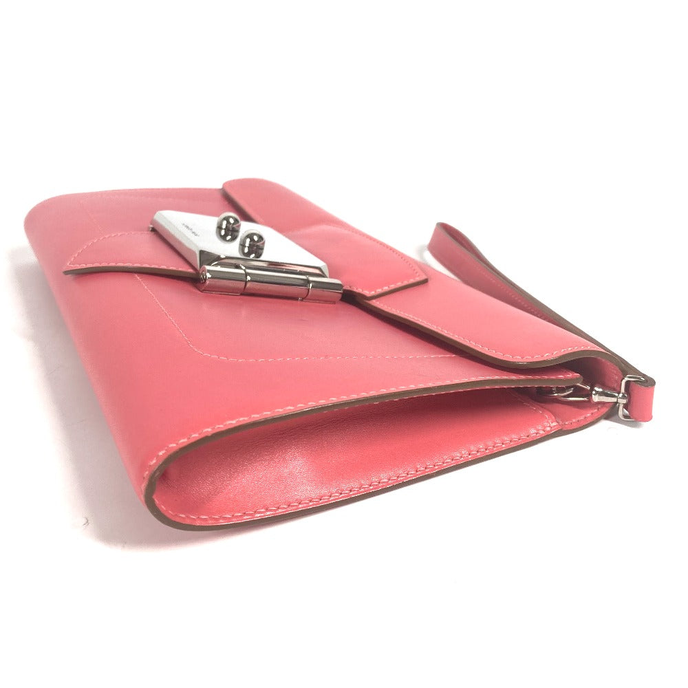 Hermes Clutch Bag Vota De Lacto Pink Sac Clutch Good Lock Women Used Authentic