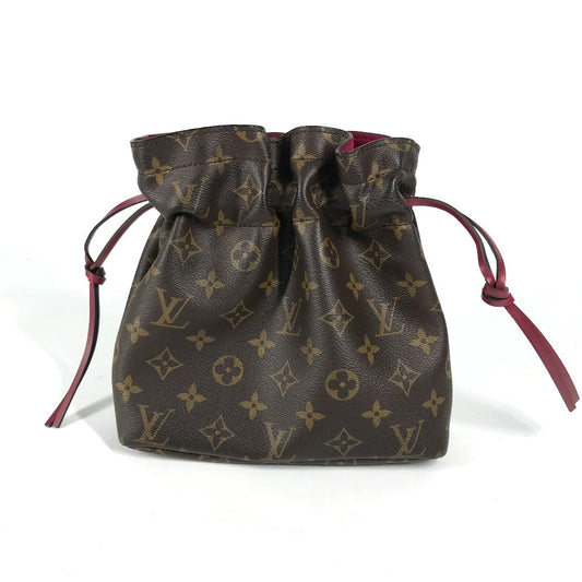 Louis Vuitton Pouch M43445 Monogram Canvas Brown Monogram Drawstring Bag Posh Noe Women Used Authentic