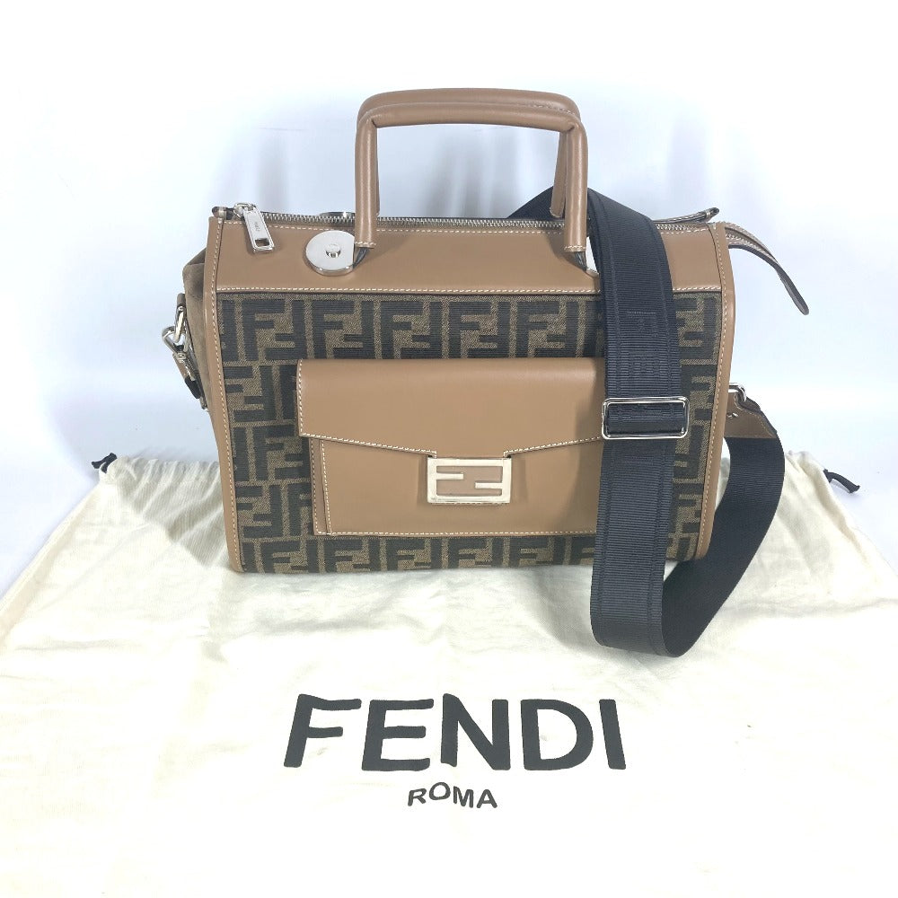 Fendi Handbag 7 Va571 Canvas / Leather Brown Zucca Soft Trunk Unisex Secondhand Authentic