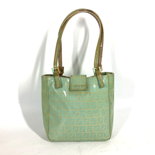 Fendi Shoulder Bag Enamel Green Vintage Logo Zucca