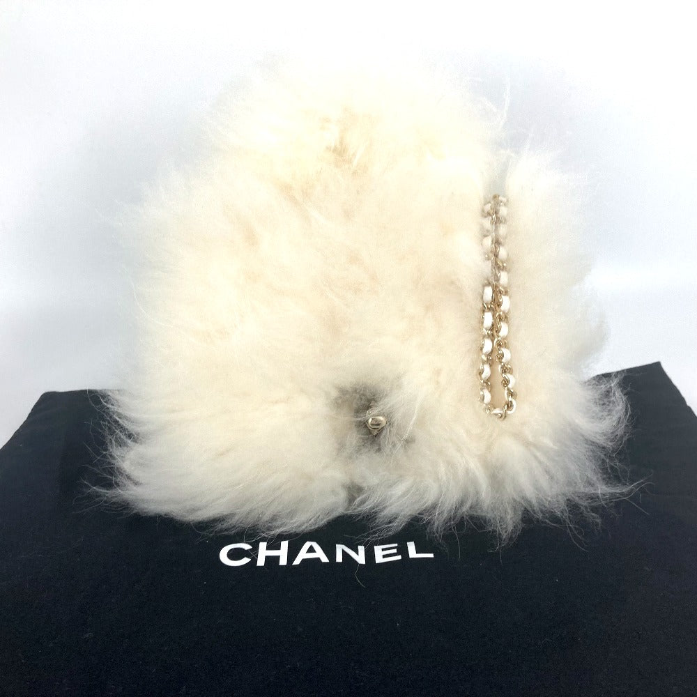 Chanel Handbag Fur, Leather White Crossbody Cc Coco Mark Matelasse Women Used Authentic