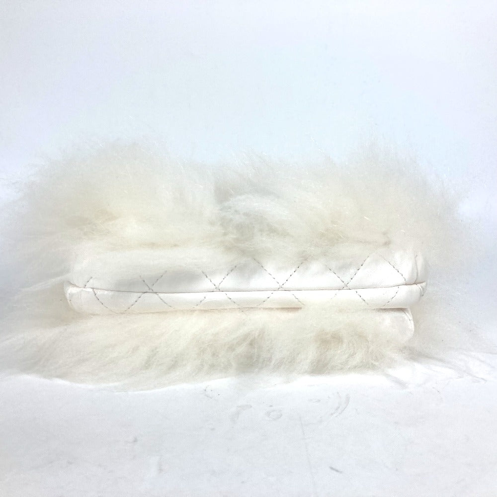 Chanel Handbag Fur, Leather White Crossbody Cc Coco Mark Matelasse Women Used Authentic