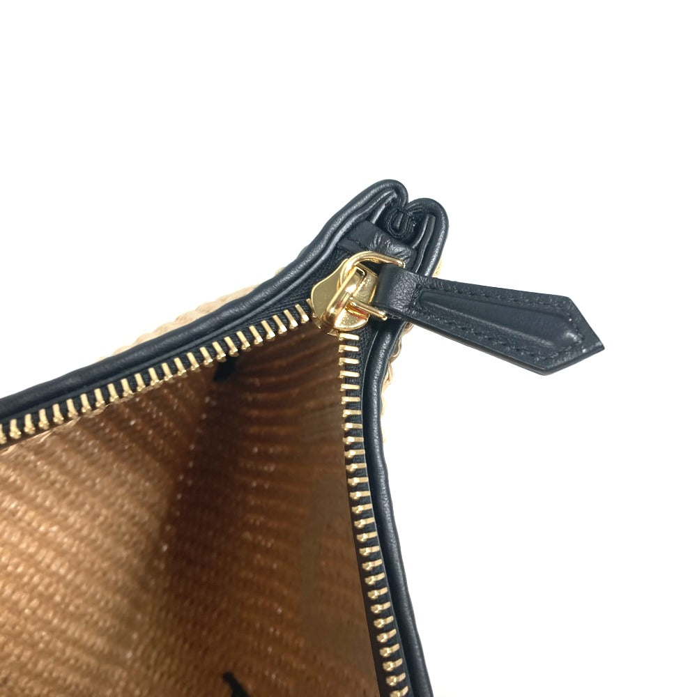 Fendi Clutch Bag 8 N0149 Raffia, Leather Beige Straw Logo