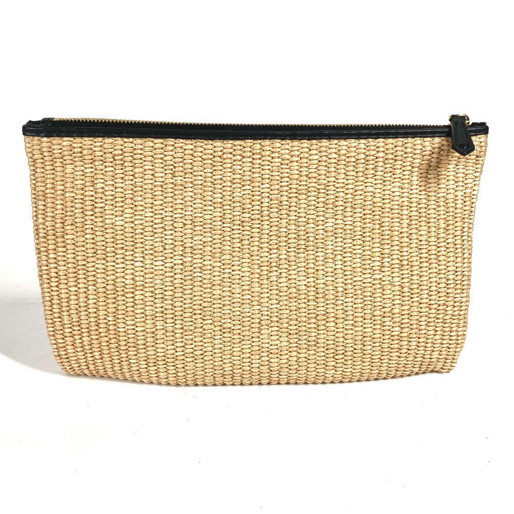 Fendi Clutch Bag 8 N0149 Raffia, Leather Beige Straw Logo