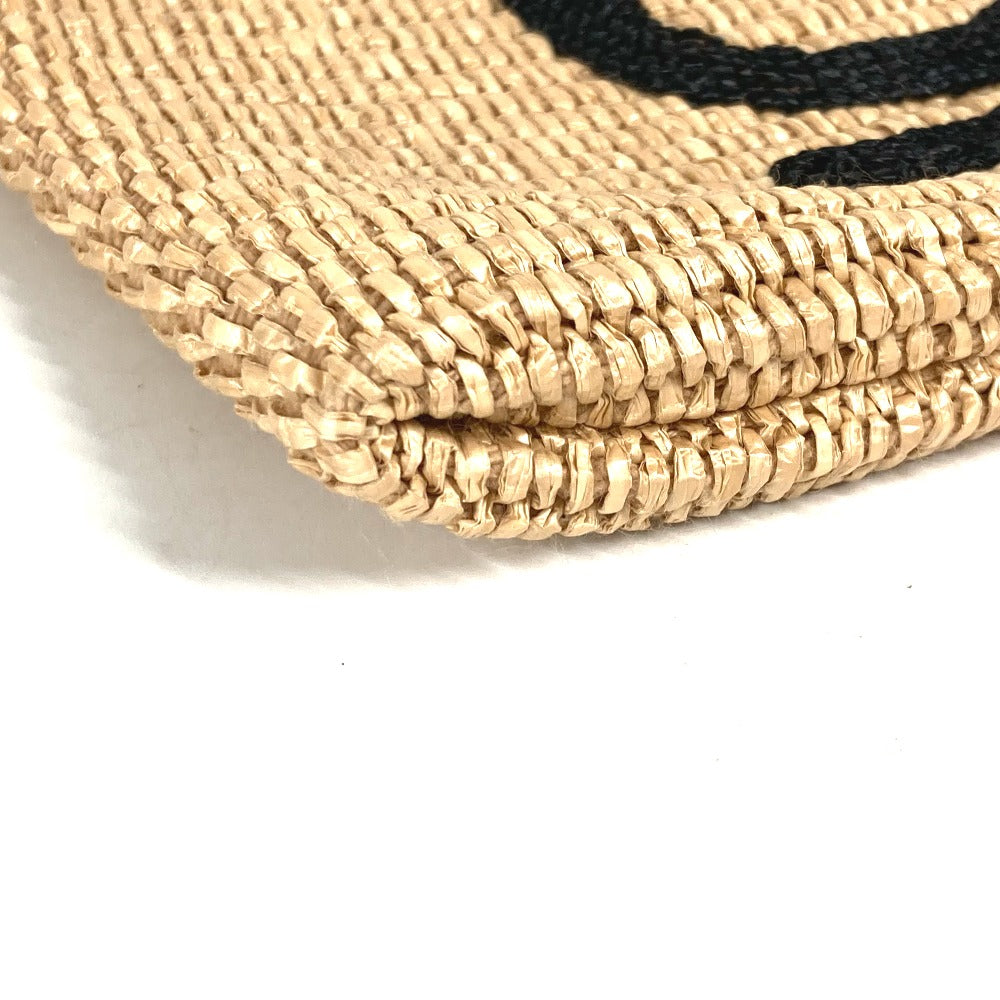 Fendi Clutch Bag 8 N0149 Raffia, Leather Beige Straw Logo