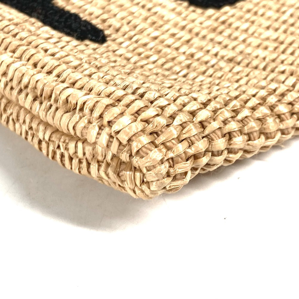 Fendi Clutch Bag 8 N0149 Raffia, Leather Beige Straw Logo