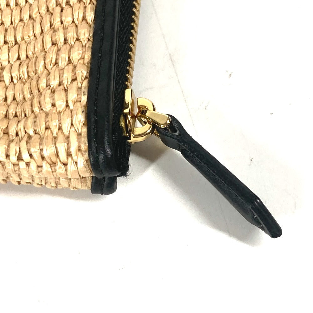 Fendi Clutch Bag 8 N0149 Raffia, Leather Beige Straw Logo