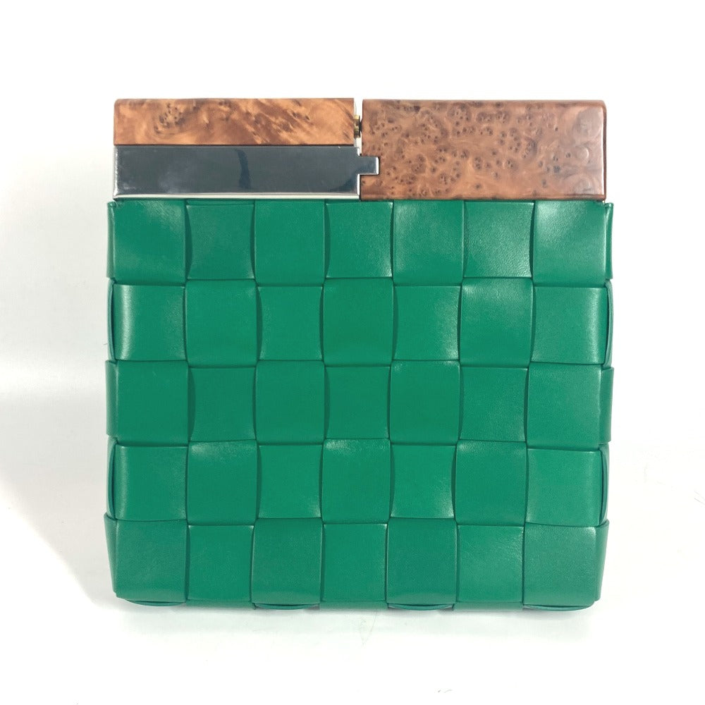 Bottegaveneta Clutch Bag 618131 Leather Green Bag Intrecciato Bv Snap Mens Used Authentic