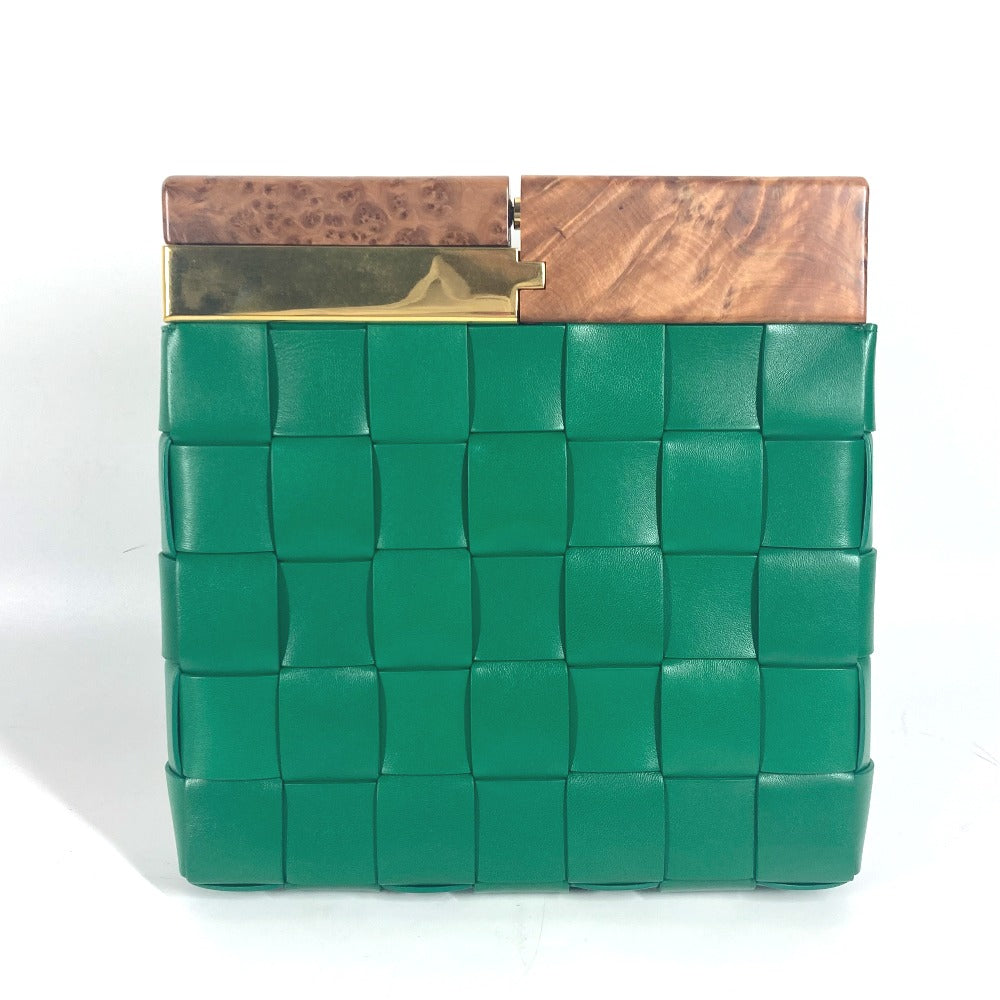 Bottegaveneta Clutch Bag 618131 Leather Green Bag Intrecciato Bv Snap Mens Used Authentic