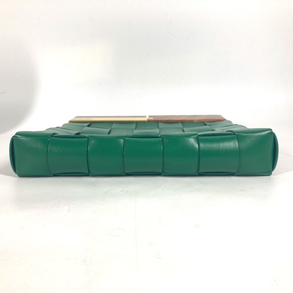 Bottegaveneta Clutch Bag 618131 Leather Green Bag Intrecciato Bv Snap Mens Used Authentic