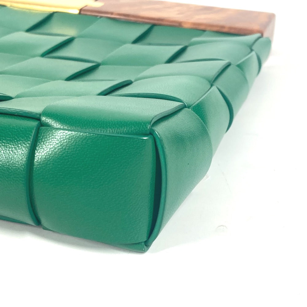 Bottegaveneta Clutch Bag 618131 Leather Green Bag Intrecciato Bv Snap Mens Used Authentic