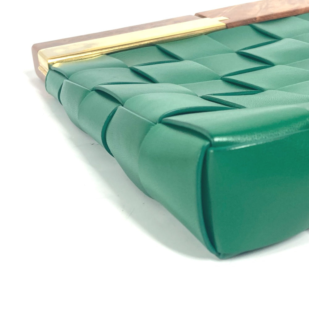 Bottegaveneta Clutch Bag 618131 Leather Green Bag Intrecciato Bv Snap Mens Used Authentic