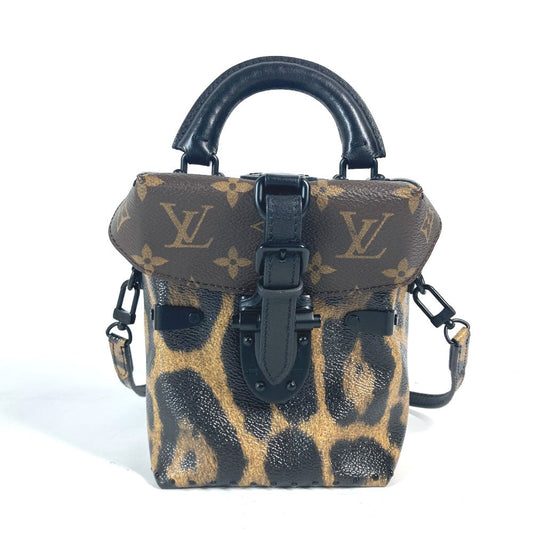 Louis Vuitton Vanity Bag M43001 Canvas Brown Monogram Reverse Leopard Camera Box Women Used Authentic