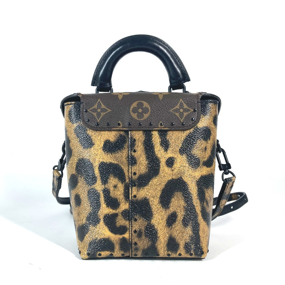 Louis Vuitton Vanity Bag M43001 Canvas Brown Monogram Reverse Leopard Camera Box Women Used Authentic