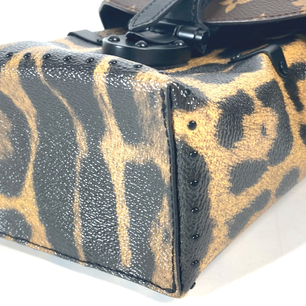 Louis Vuitton Vanity Bag M43001 Canvas Brown Monogram Reverse Leopard Camera Box Women Used Authentic