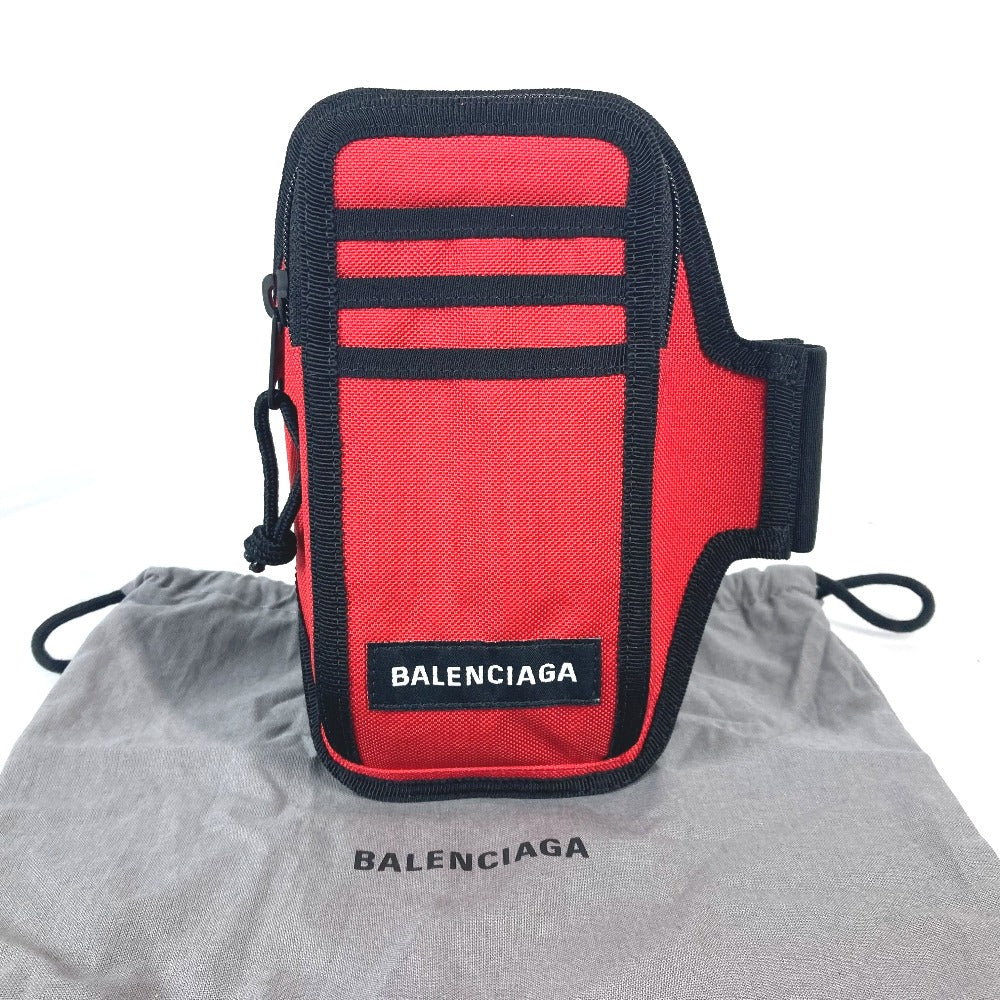 Balenciaga Pouch 6559472 Nylon Red Explorer Explorer Arm Phone Holder Women Used Authentic