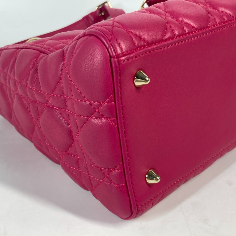 Dior Handbag Lambskin Pink Crossbody Lady Dior Women Used Authentic