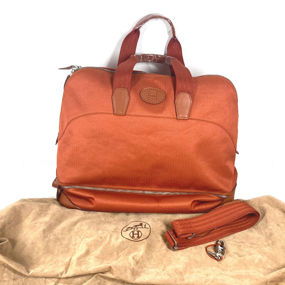 Hermes Boston Duffel Bag Towal Chevron Orange Sports 2 Way Bag Shoulder Bag Sac De Golf 47 Unisex(unisex) Used Authentic