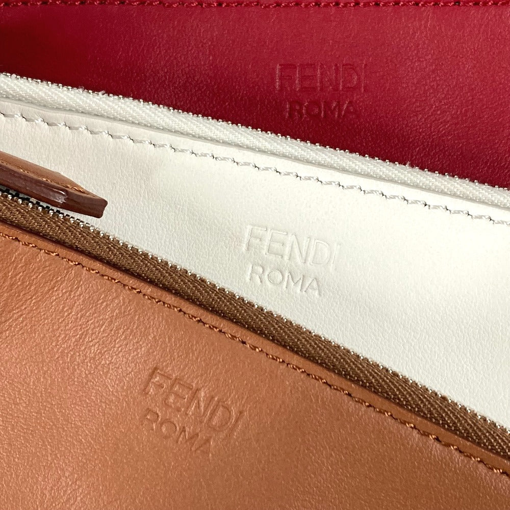 Fendi Clutch Bag 8 Bs001 Leather Red Triplet Unisex(unisex) Used Authentic