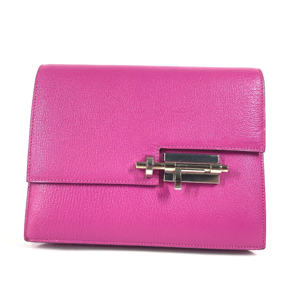 Hermes Clutch Bag Shave Purple Veru Women Used Authentic