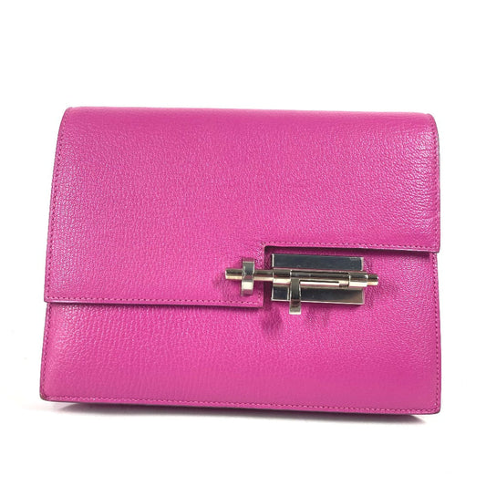 Hermes Clutch Bag Shave Purple Veru Women Used Authentic