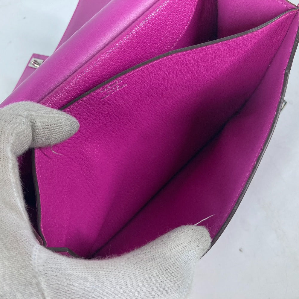 Hermes Clutch Bag Shave Purple Veru Women Used Authentic