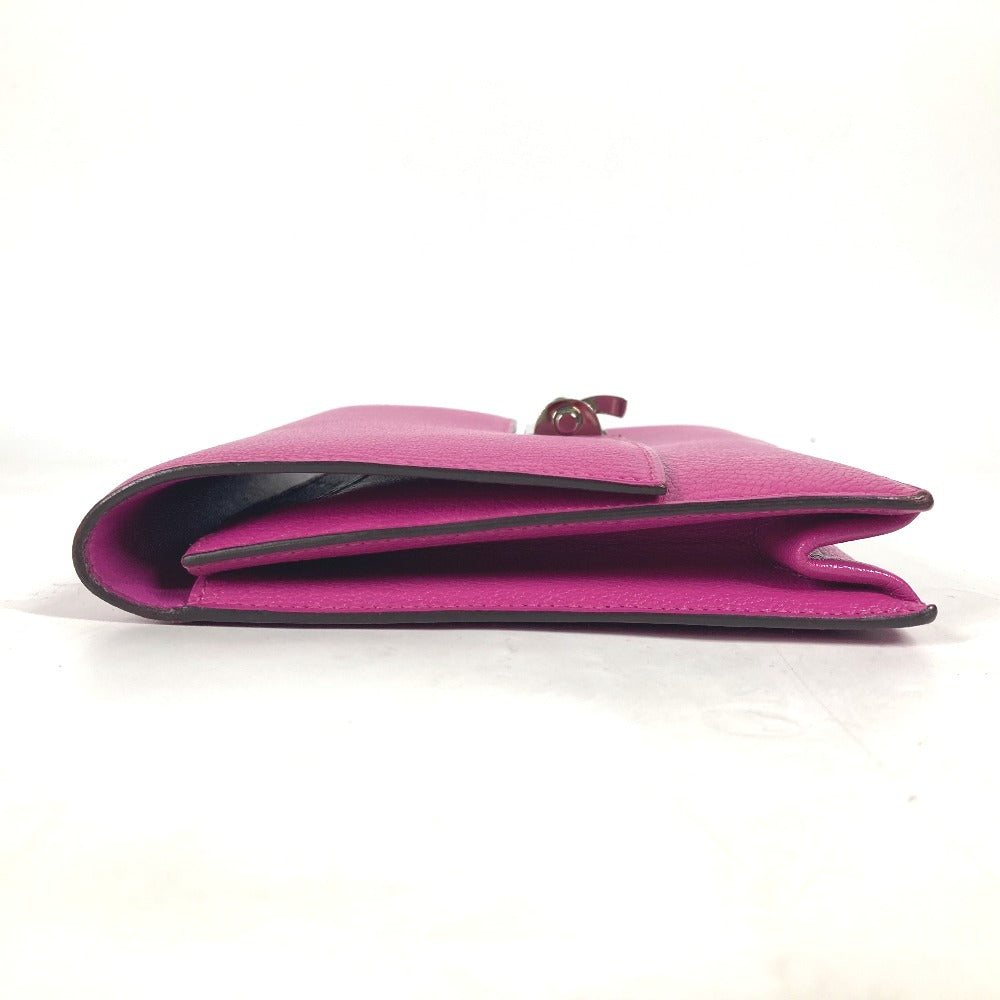 Hermes Clutch Bag Shave Purple Veru Women Used Authentic