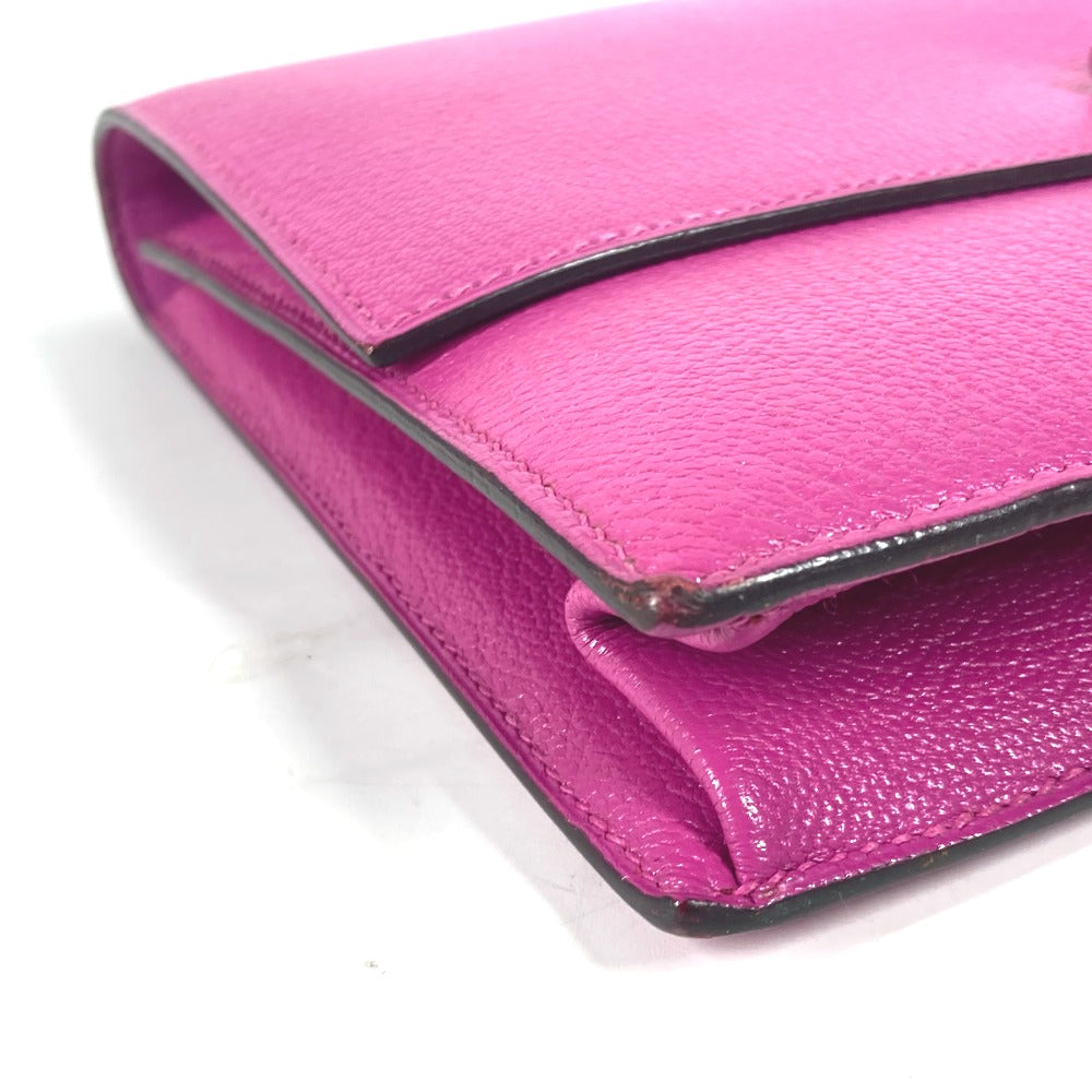 Hermes Clutch Bag Shave Purple Veru Women Used Authentic