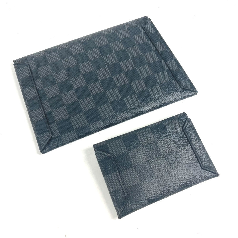 Louis Vuitton Clutch Bag Damier Grafitto Canvas Black Damier Grafitte Alpha Triple Pouch Mens Used Authentic