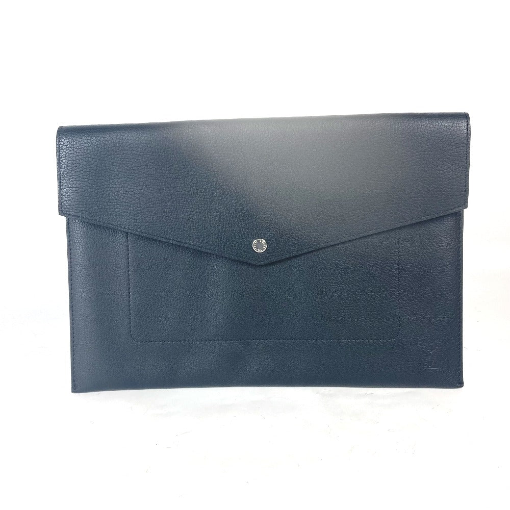 Louis Vuitton Clutch Bag M62250 Taurillon Clemence Leather Black Lv Logo Pochette Envelope Mens Used Authentic