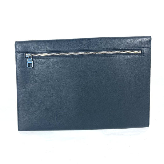 Louis Vuitton Clutch Bag M62250 Taurillon Clemence Leather Black Lv Logo Pochette Envelope Mens Used Authentic