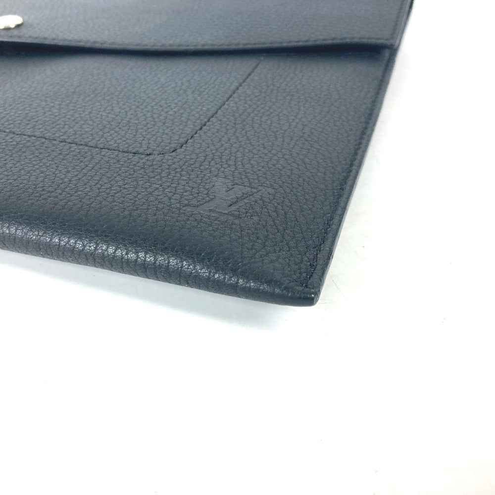 Louis Vuitton Clutch Bag M62250 Taurillon Clemence Leather Black Lv Logo Pochette Envelope Mens Used Authentic