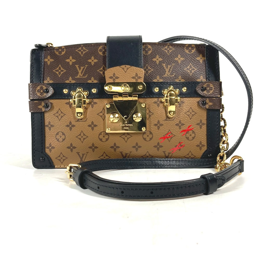 Louis Vuitton Shoulder Bag M43596 Monogram Reverse Canvas Beige Monogram Reverse Trunk Clutch Women Used Authentic