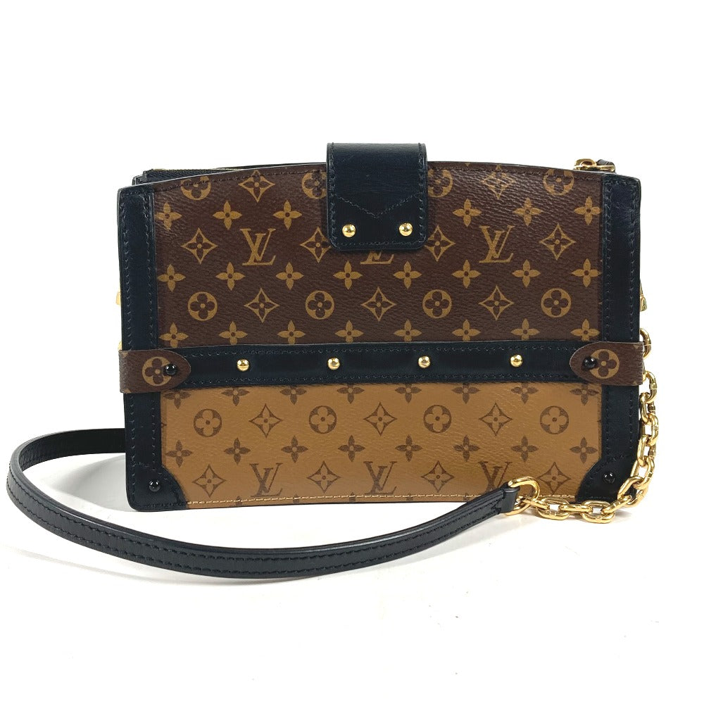 Louis Vuitton Shoulder Bag M43596 Monogram Reverse Canvas Beige Monogram Reverse Trunk Clutch Women Used Authentic