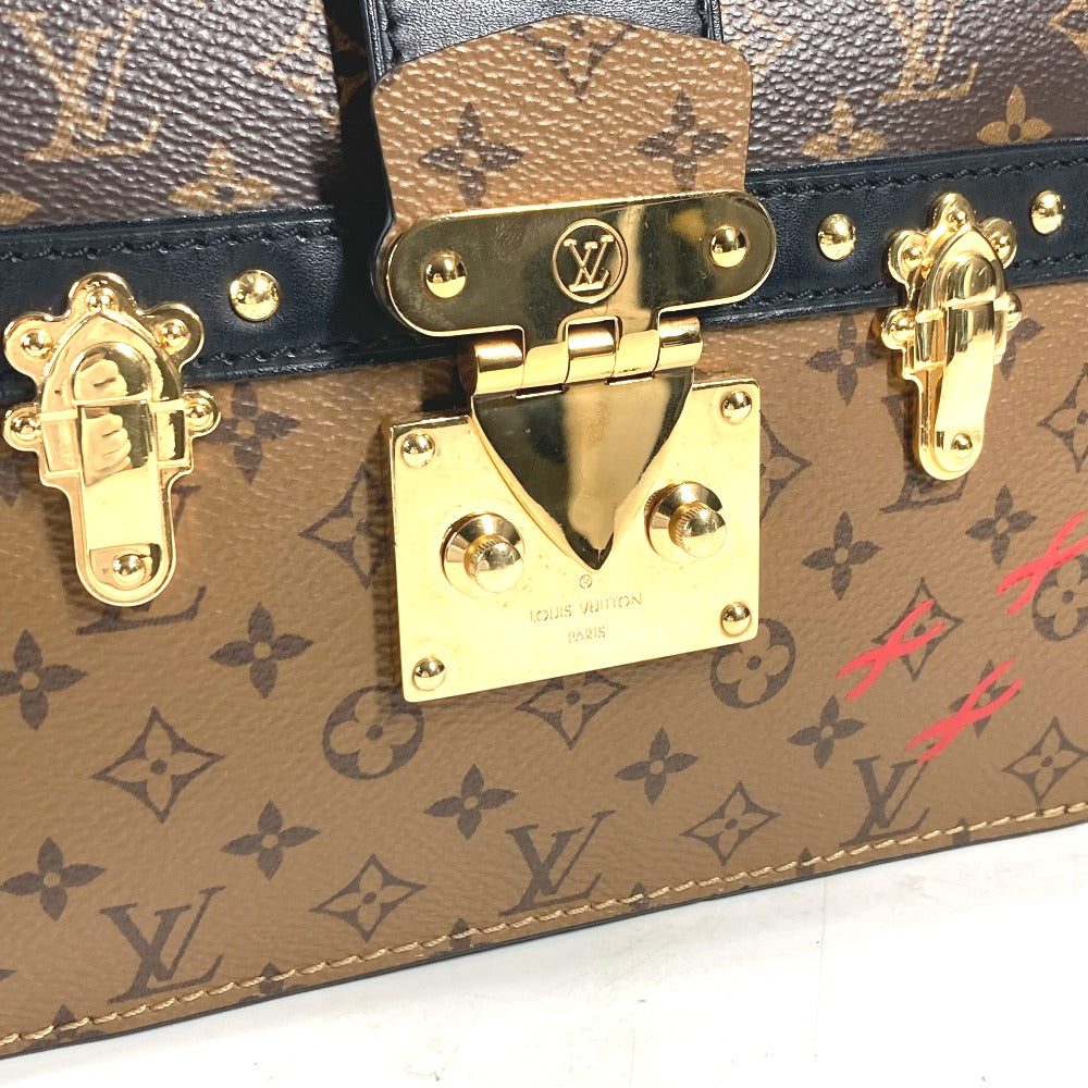 Louis Vuitton Shoulder Bag M43596 Monogram Reverse Canvas Beige Monogram Reverse Trunk Clutch Women Used Authentic