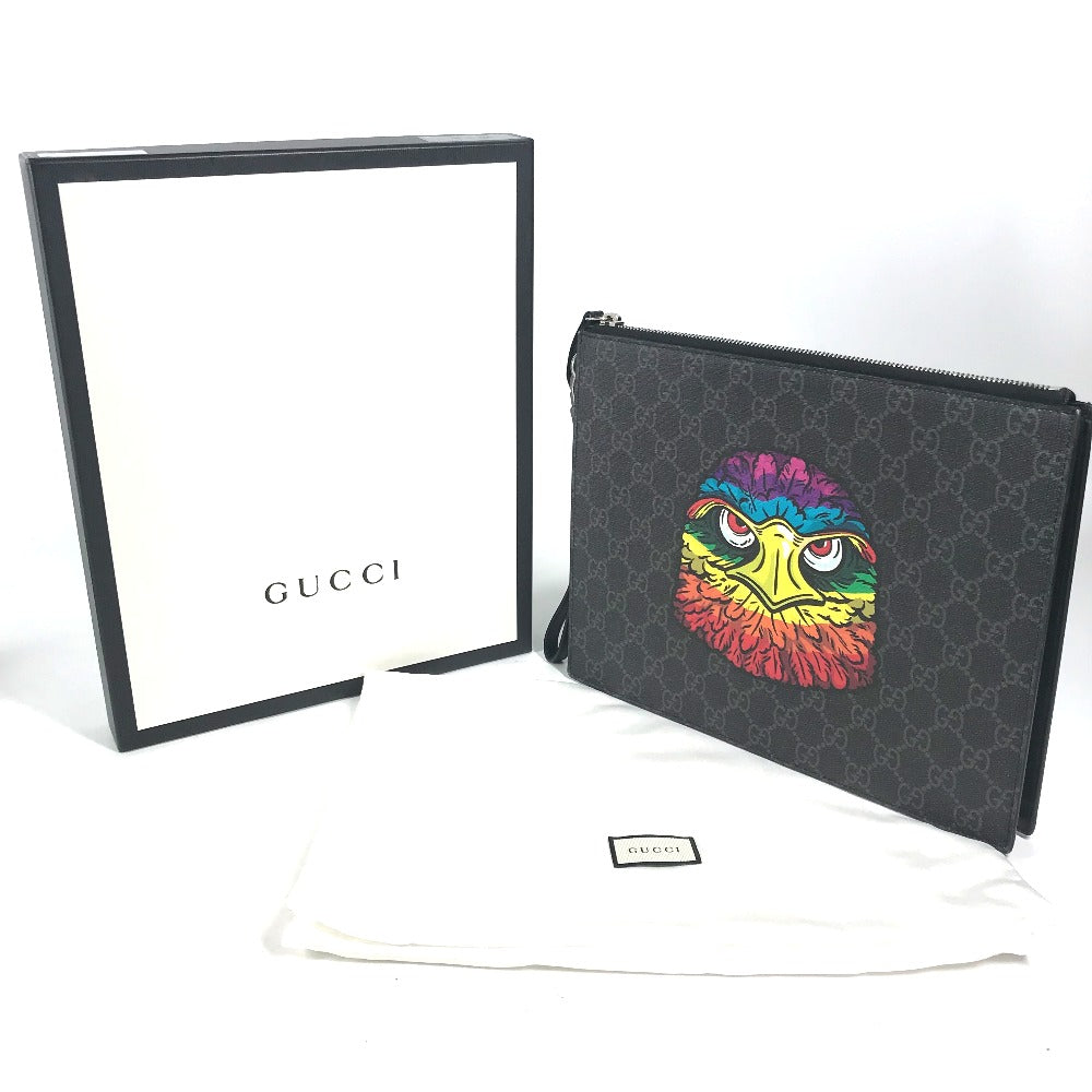 Gucci Clutch Bag 547084 Gg Supreme Canvas, Leather Black Gg Supreme Bestiary Unisex(unisex) Used Authentic