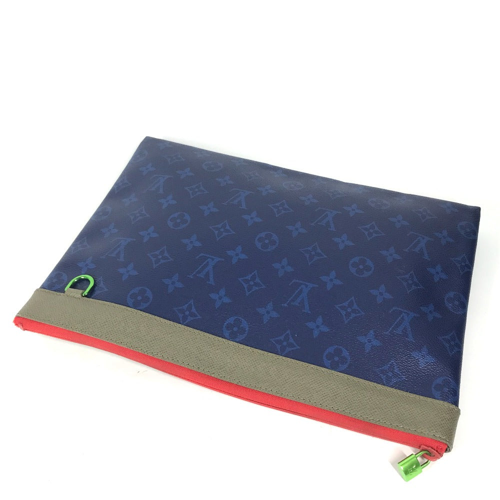 Louis Vuitton Clutch Bag M63047 Monogram Canvas Blue Monogram Pacific Pochette Apollo Unisex(unisex) Used Authentic