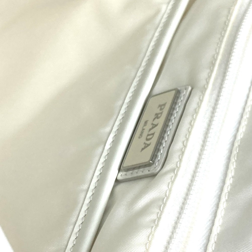 Prada Backpack 1 Bz07 Nylon White Logo Bicolor Signeau Print Unisex(unisex) Used Authentic